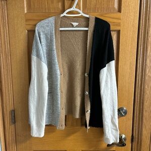 Black, Gray, and Cream Cardigan